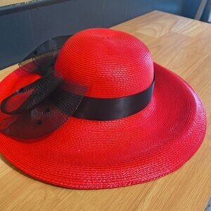 Women’s Red + Black Dress Hat | Church / Derby | Elegant Statement